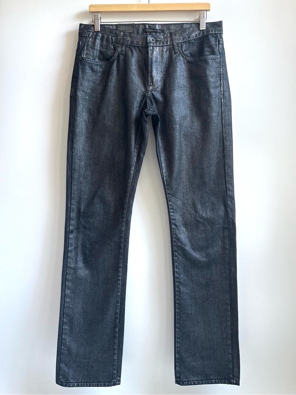 John Varvatos Bowery Slim Straight Coated Black Denim Jeans Size 31